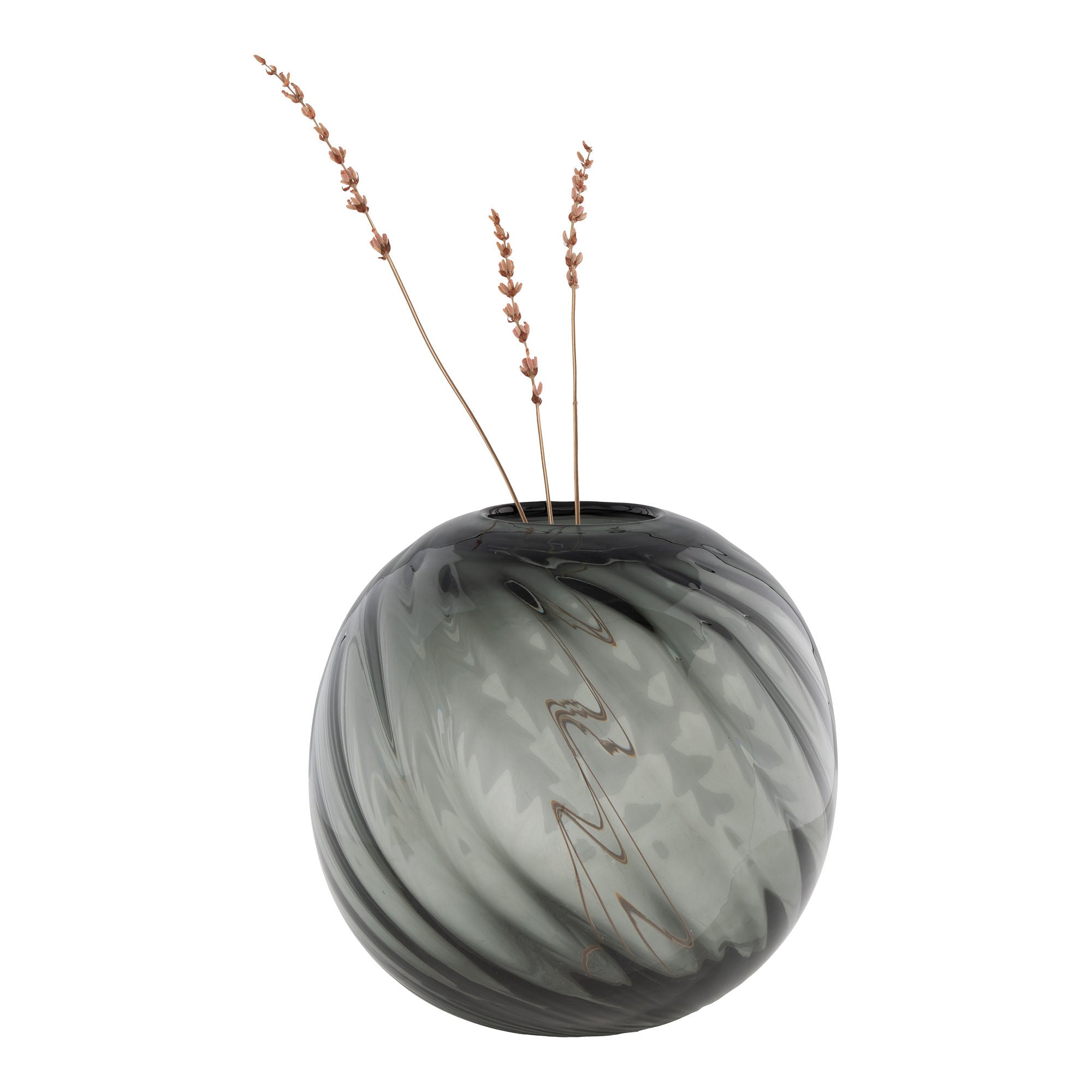 Vase, mundblæst i grå - Ø20 cm