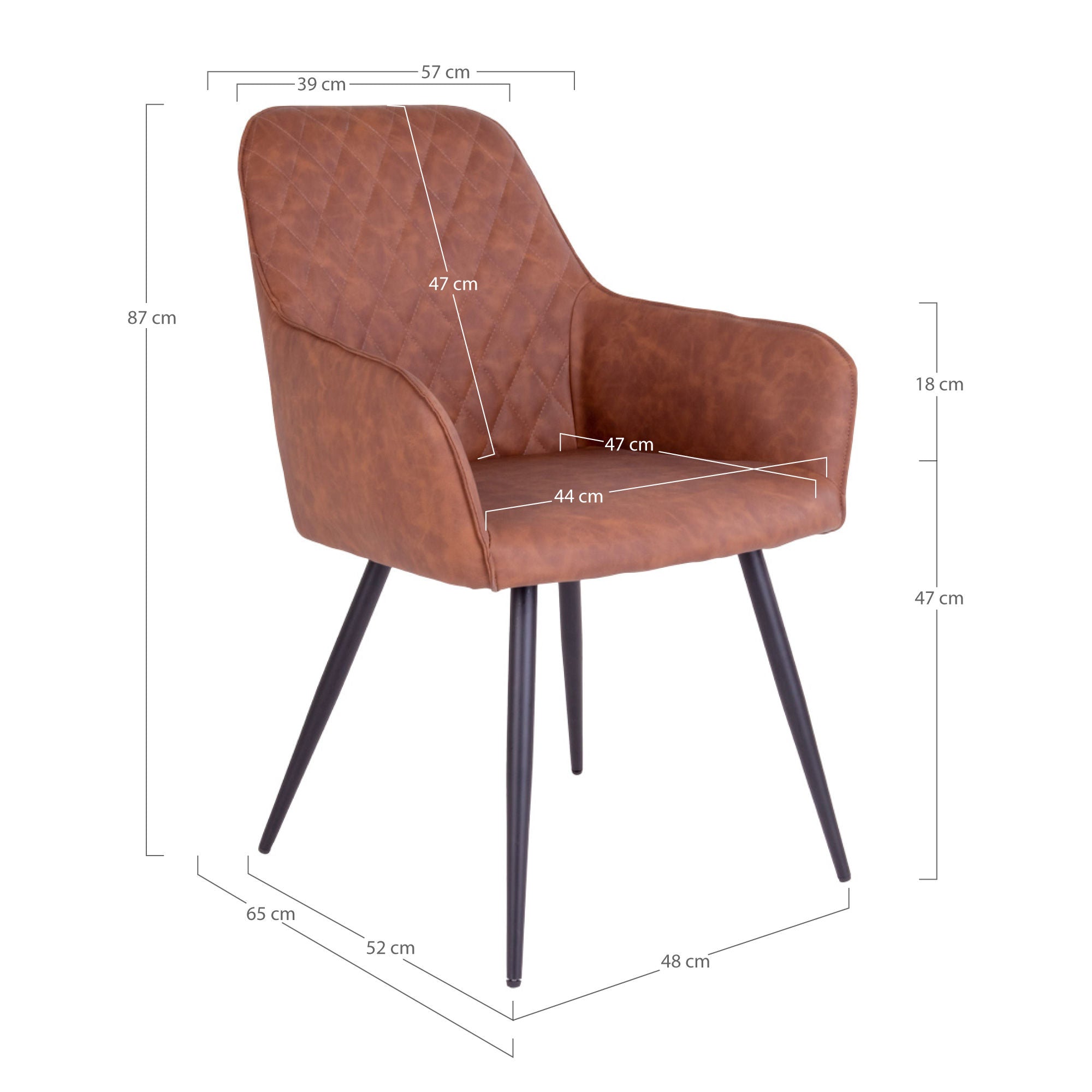 Harbo Spisebordsstol vintage brun kunstlæder- Sæt af 2